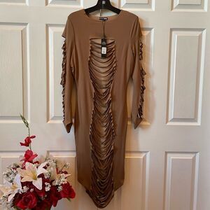 MOCHA COMBO DISTRACTED BY YOU MIDI DRESS PLUS DIZE 1X by FASHION NOVA NWT